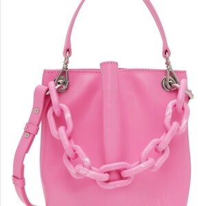 Ganni Small Diamond Bucket Bag in pink recycled leather